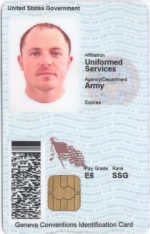 Sample Active Duty Card (must have brand of service, not DOD contractor)